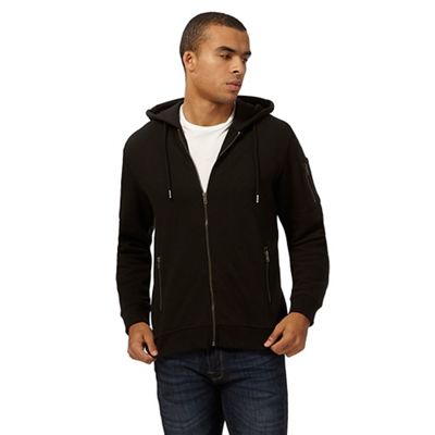 Big and tall black zip through hoodie